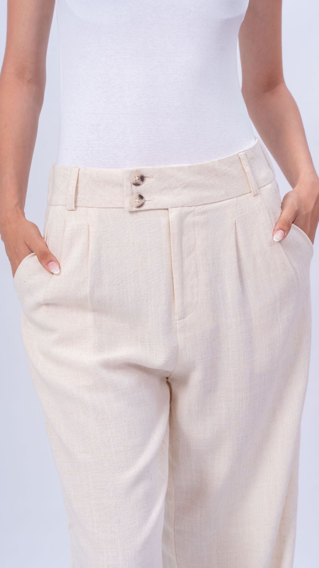 Pantalon Beige en Lin