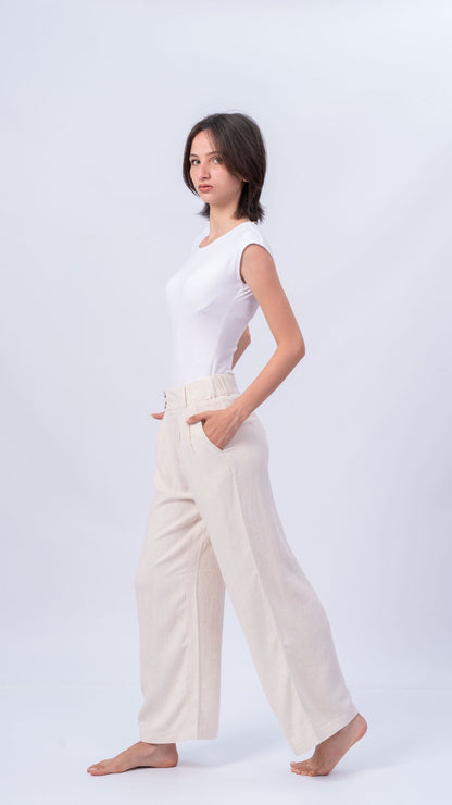 Pantalon Beige en Lin