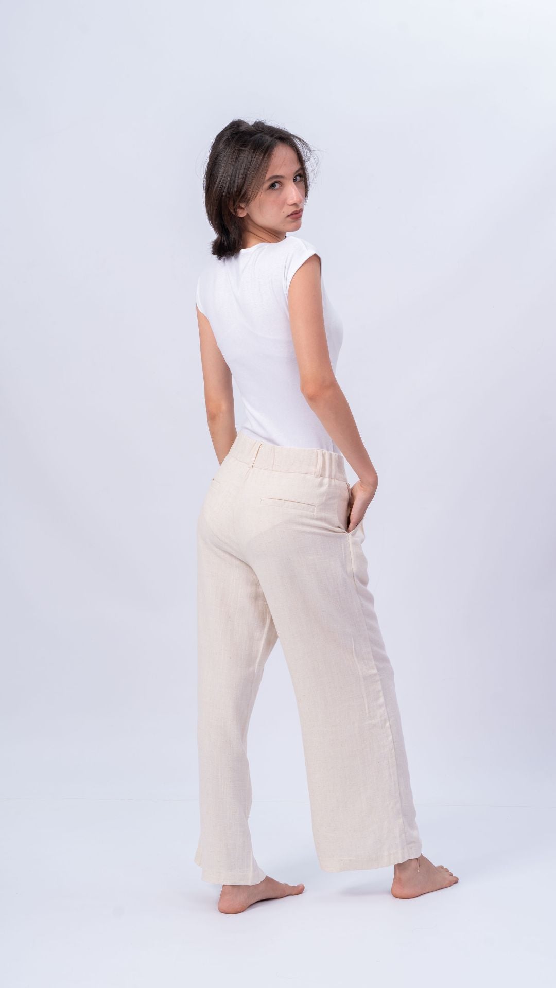 Pantalon Beige en Lin