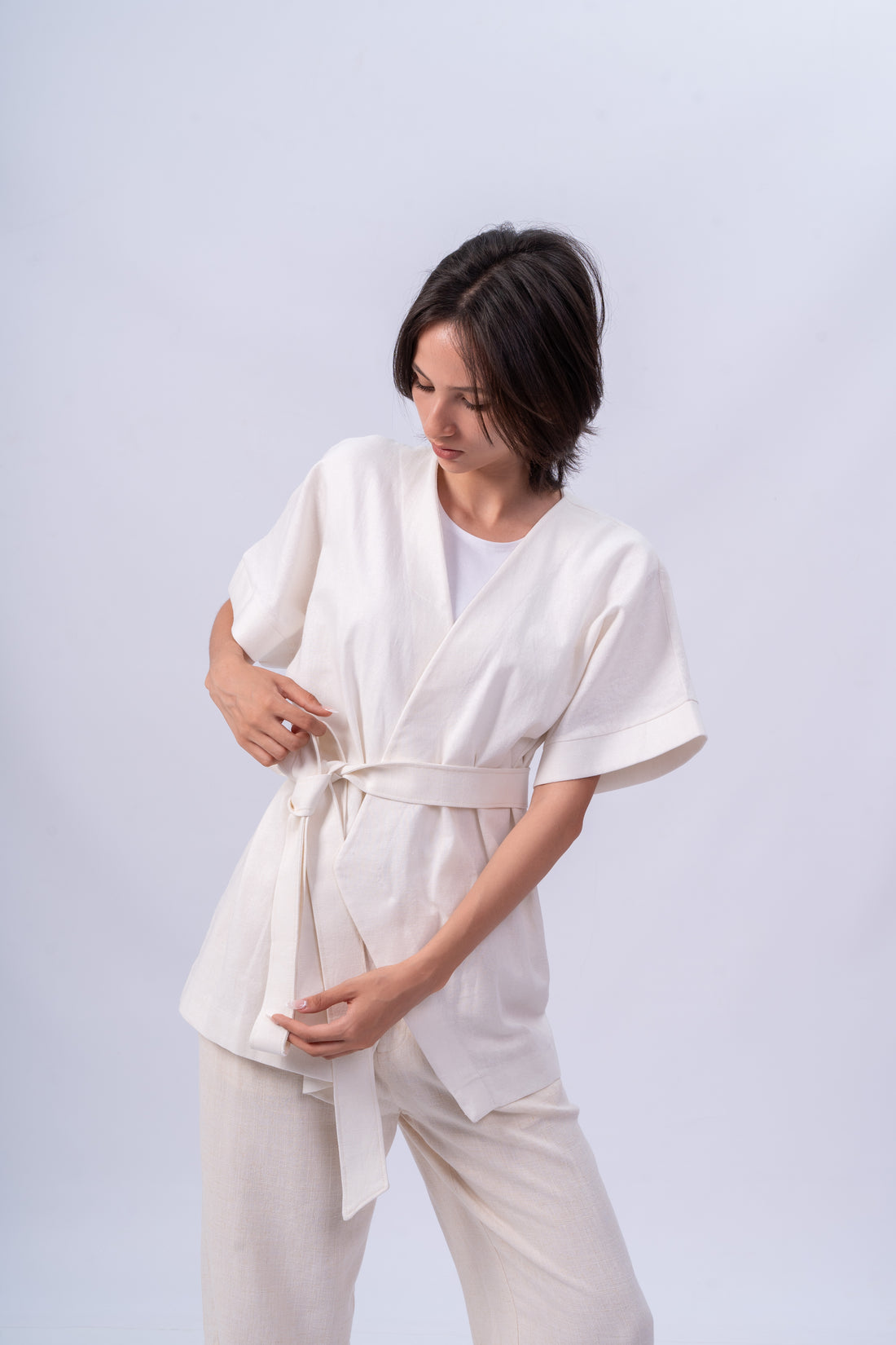 Kimono Blanc cassé en Lin